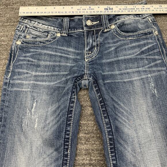 Miss Me Jeans 27 x 34 Boot Cut Rhinestone Sequin Bling Distressed Buckle Cross - Picture 6 of 13